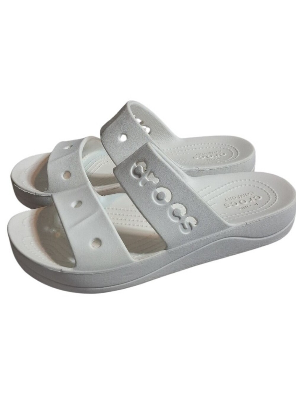 CROCS Womens White Baya Platform Slip On Sandals Size 8